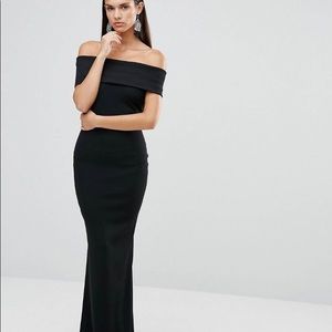 ASOS bandeau off the shoulder floor length dress